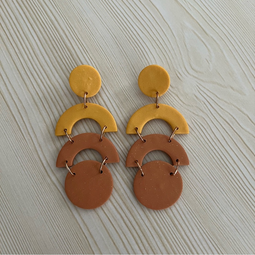 Pennyclays Mustard Yellow Clay Statement Earrings